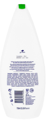 Dove Cucumber & Green Tea Scent Body Wash, 0% Sulfate SLES & Parabens  - 750ml