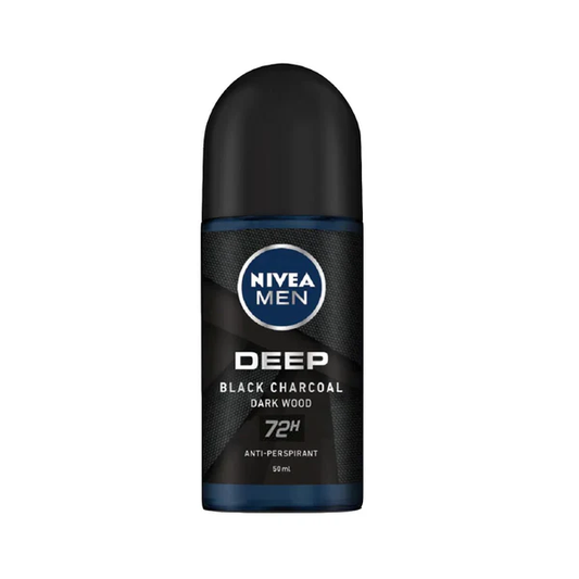 Nivea Men Deep Black Charcoal Dark Wood Anti-Perspirant Roll on, - 50ml