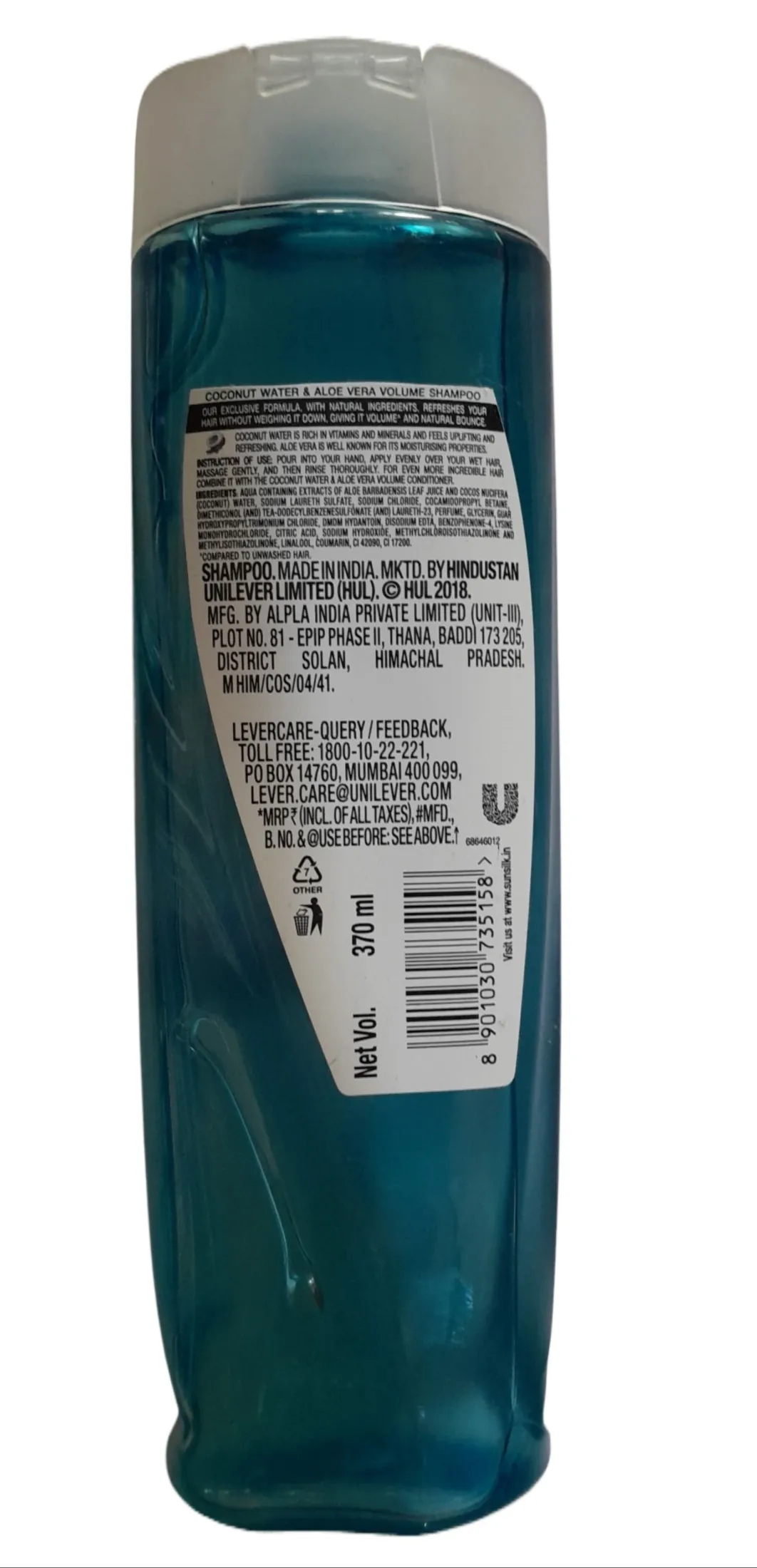 Sunsilk Coconut Water and Aloe Vera Volume Shampoo - 370 ml