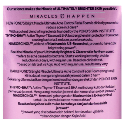 Pond's Bright Miracle Ultimate Acne Control Facial Foam With THYMO-BHA, 100g